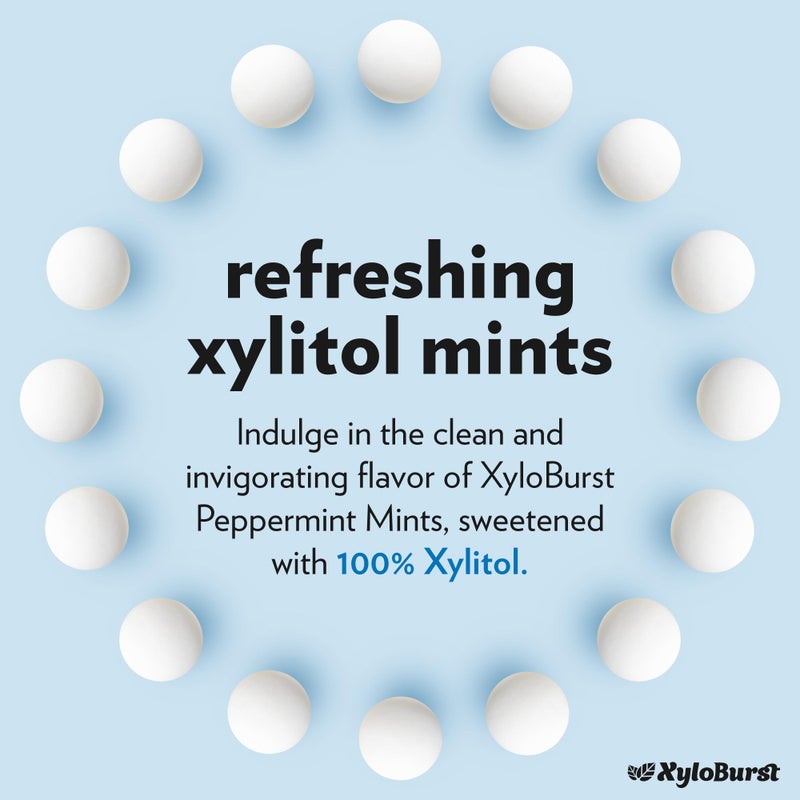 XyloBurst - Xylitol Mints | Sugar Free Breath Mints for Oral Health | Gluten Free, Vegan, Keto Friendly | Aspartame Free Mints | Peppermint | 200 Count Jar - Image 4